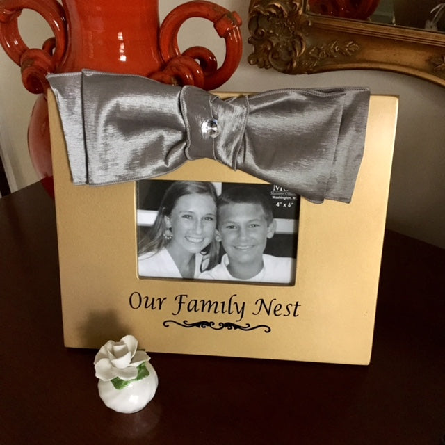 Our Family Nest Chiffon Bow Picture Frame